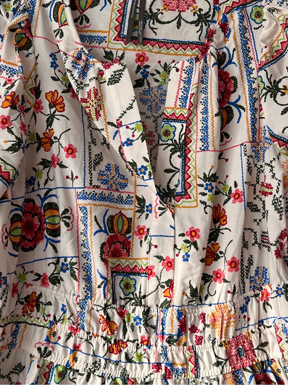 Anthropologie Summerset Maxi Dress Cross-stitch Floral Patchwork Design L - Picture 2 of 10